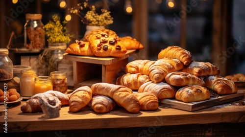 Fresh pastries in the bakery 