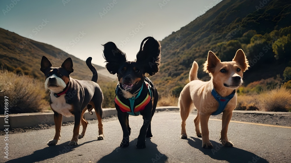 Dogs Rising Stars group of dogs on the beach, The Cosmic Canine: This dog's fur shimmers ...