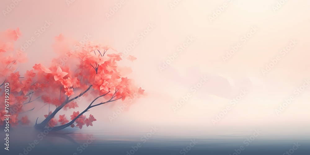 An ethereal morning mist over a gradient background, transitioning from pale peach tones to deep coral hues, inspiring creativity and innovation.