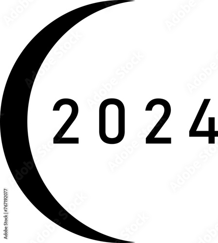Solar Eclipse 2024 Graphic Design with Transparent Background