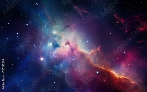 Nebula and galaxies in space  Abstract cosmos background