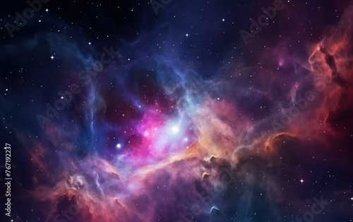 Nebula and galaxies in space, Abstract cosmos background © Muh