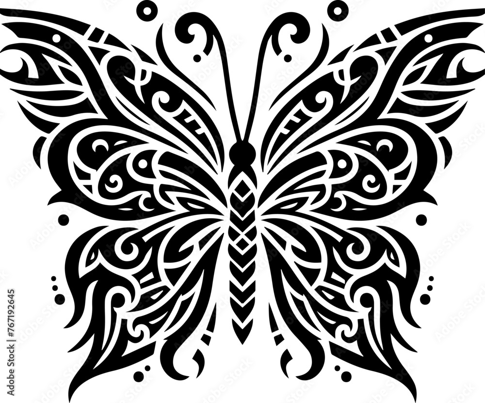 Butterfly Silhouette Design. Tribal Butterfly Tattoo Design