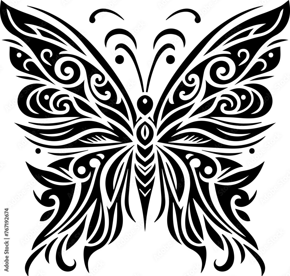 Butterfly Silhouette Design. Tribal Butterfly Tattoo Design