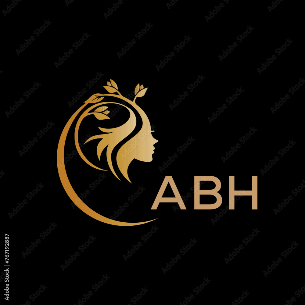 ABH letter logo. beauty icon for parlor and saloon yellow image on black background. ABH Monogram logo design for entrepreneur and business. ABH best icon.	
