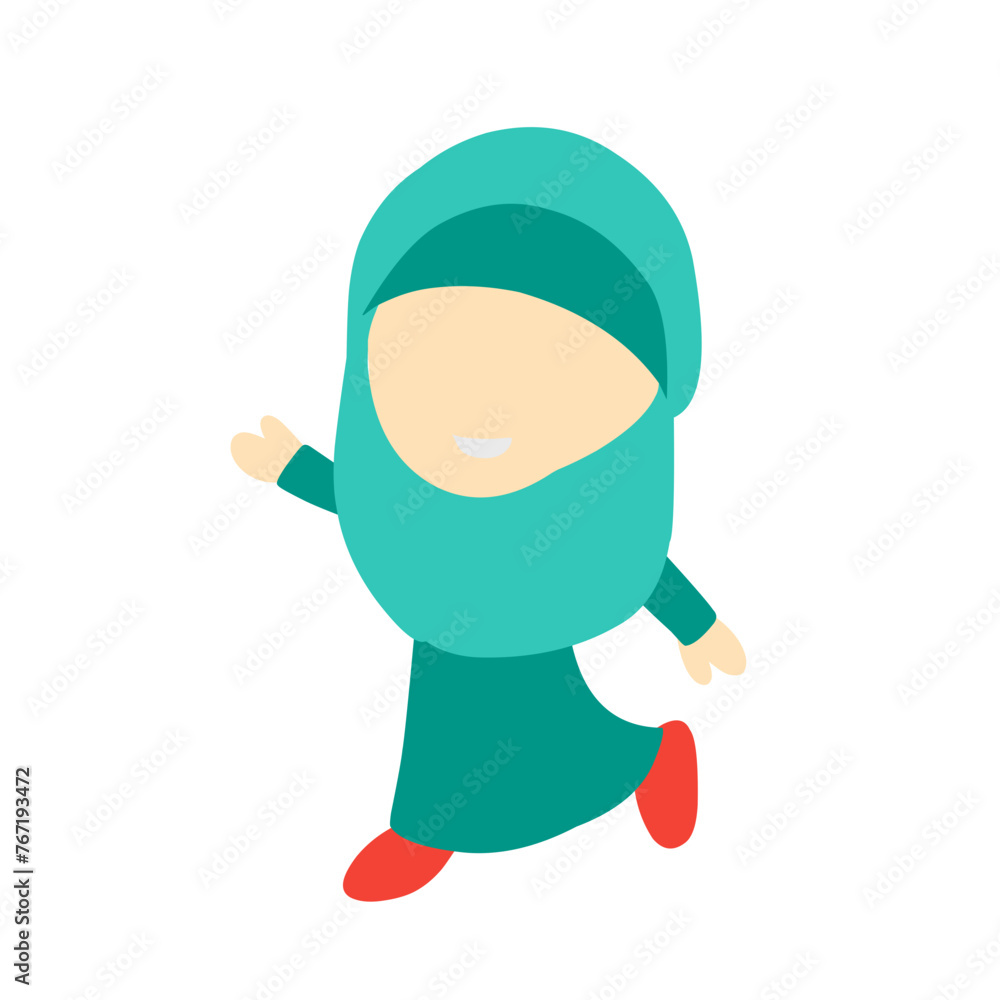 Happy muslim kid cartoon on white background Happy muslim kid cartoon on white background