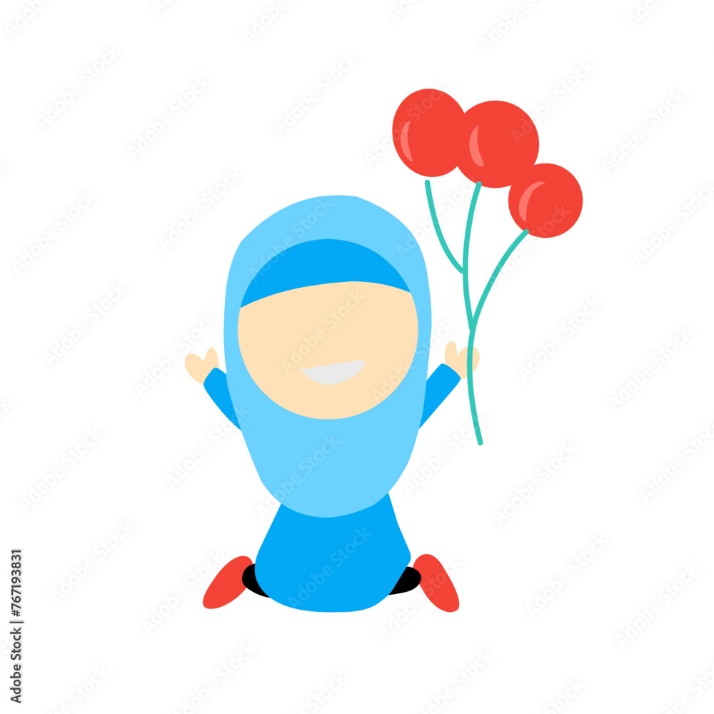 Happy muslim kid cartoon on white background Happy muslim kid cartoon on white background