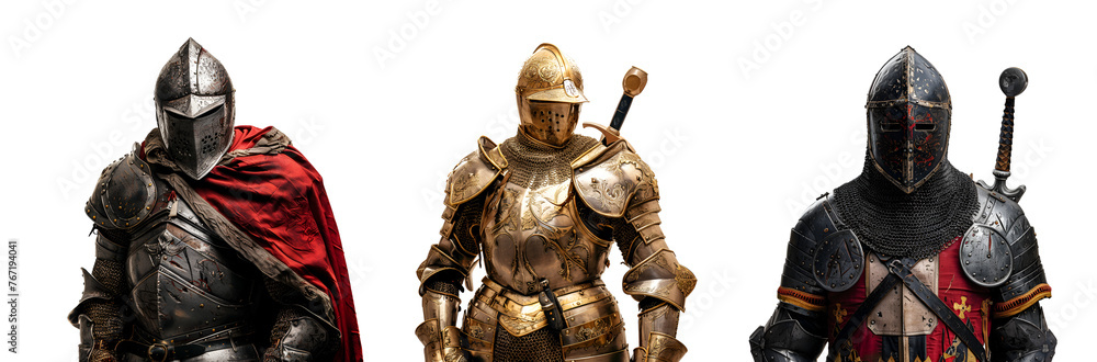 Variety of Medieval Knight Garb in Various Forms: Half-Body Armor Close-Ups, Isolated on Transparent Background, PNG Variety of Medieval Knight Garb in Various Forms: Half-Body Armor Close-Ups, Isolated on Transparent Background, PNG