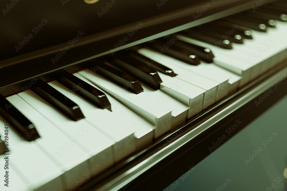 Elegantly Detailed Close-Up of Black and White Grand Piano Keys at an Angle Elegantly Detailed Close-Up of Black and White Grand Piano Keys at an Angle