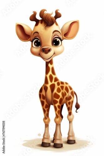 Charming and delightful giraffe cartoon character isolated on a crisp white background