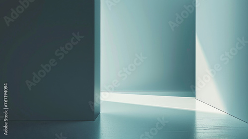 Abstract light and shadow on minimalist wall