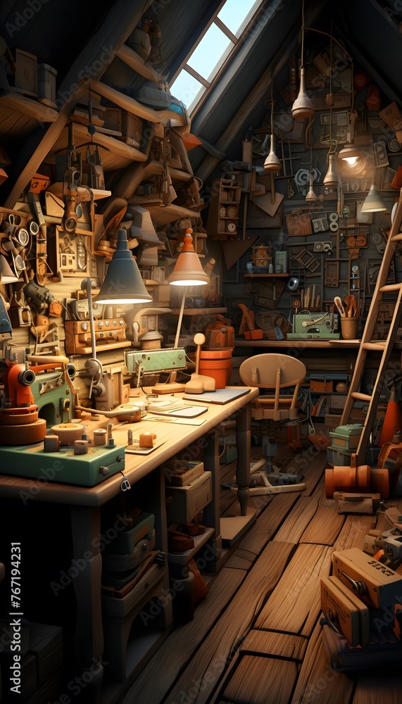 3D rendering of a childrens room in a fairy tale style