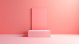 Fondo rosa con un pedestal para presentaciones