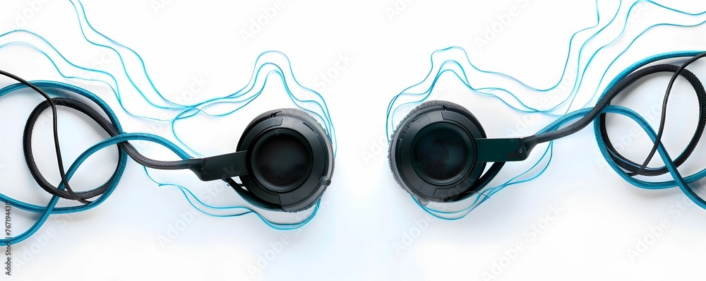 Call center headset, lifeline of communication, voices connecting - obrazy, fototapety, plakaty 