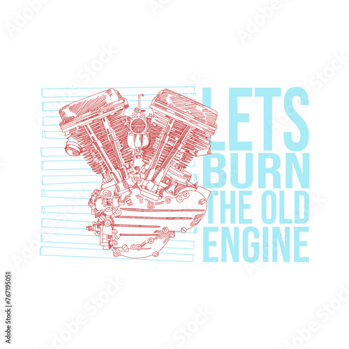 motorcycle engine sketch version vector graphic design  ideal for print an anybother purpose