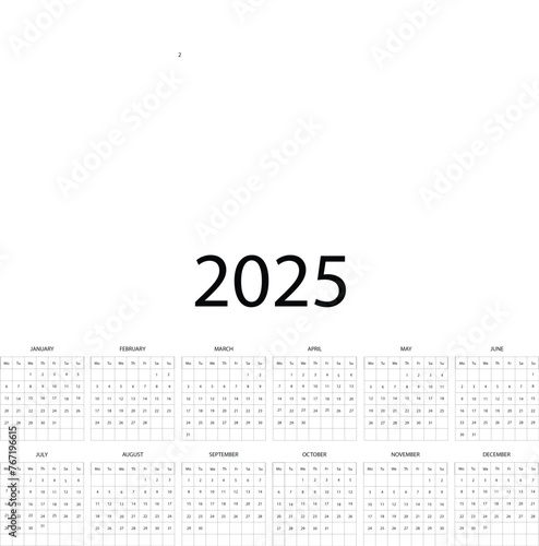 2025 new year calendar design . editable text .