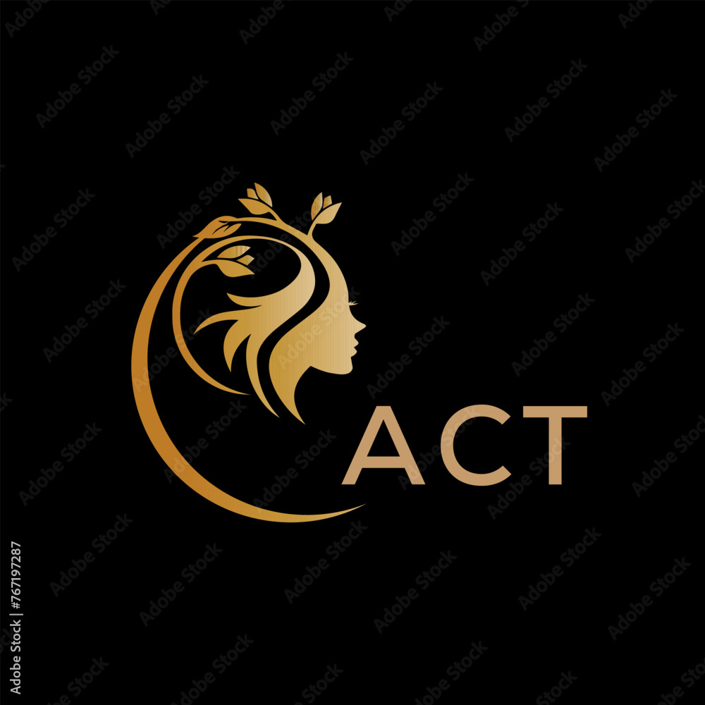 ACT letter logo. beauty icon for parlor and saloon yellow image on black background. ACT Monogram logo design for entrepreneur and business. ACT best icon.	
