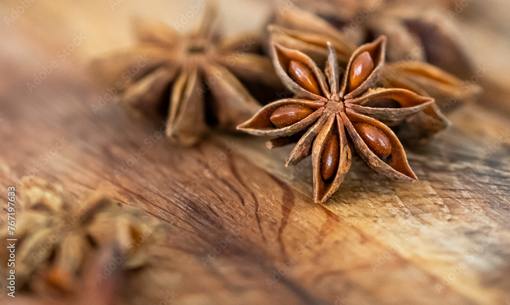 Anise stars with seeds closeup Anise stars with seeds closeup