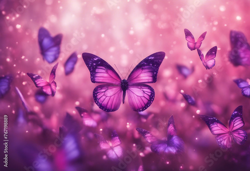 Dreamscape image with thousands of pink and purple butterflies © ArtisticLens