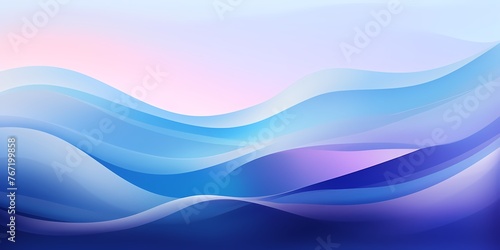 An abstract gradient waves illustration, with colors transitioning from baby blue to deep oceanic blue, offering a sense of calm and tranquility reminiscent of a serene seascape.