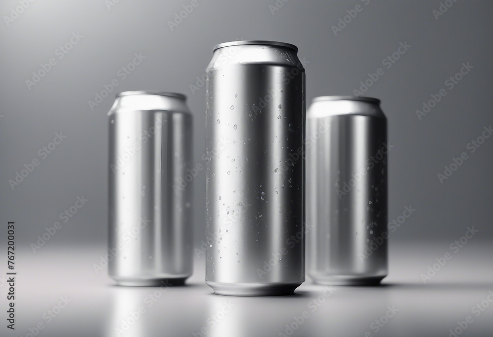 Set of 3 aluminium drink cans on isolated transparent background useful for mockup template Set of 3 aluminium drink cans on isolated transparent background useful for mockup template