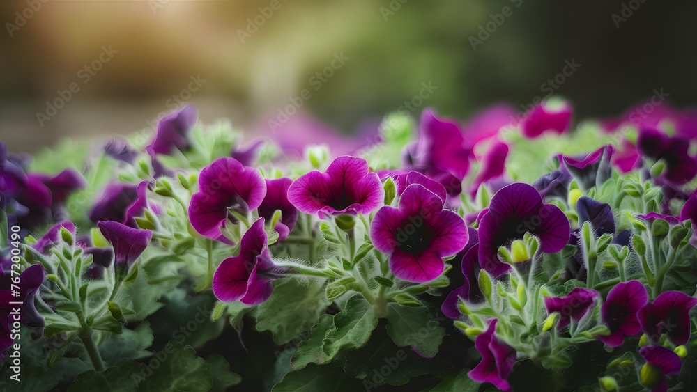 Purple petunia flowers bed on blurred nature background toned Purple petunia flowers bed on blurred nature background toned