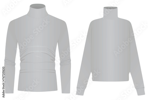 Male and female roll neck t shirt. vector illustration
