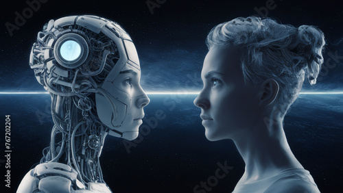 a look into the future. contact between human and artificial intelligence