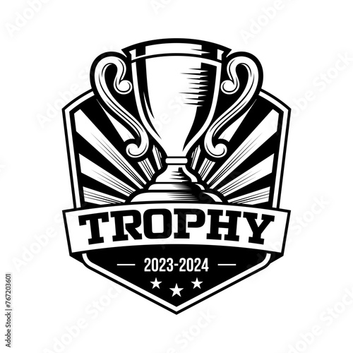 Trophy Tournament Badge Logo Design Vector Template
