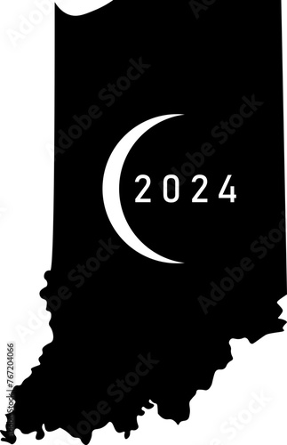 Solar Eclipse Indiana 2024 Graphic Design with Transparent Background
