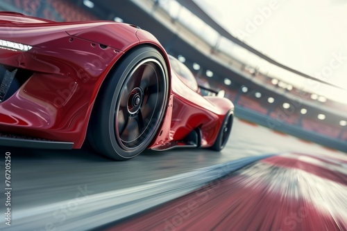 Sleek and Powerful Race Car Speeding on a Track, Ready to Win the Competition, 3D illustration