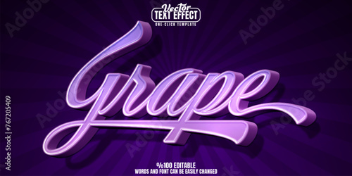 Grape editable text effect, customizable fruit and wine 3D font style