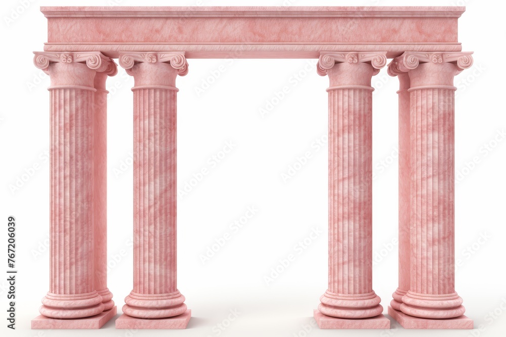Obraz premium Pair of ancient roman columns isolated on white background for architectural design