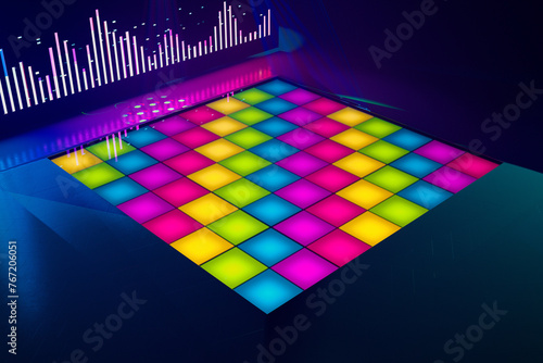 Bild auf Leinwand Vibrant Multicolored LED Light Panel Display for Modern Lighting Design
