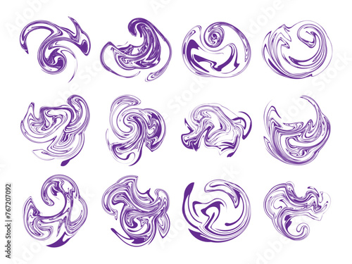 Abstract vintage psychedelic pattern shape set