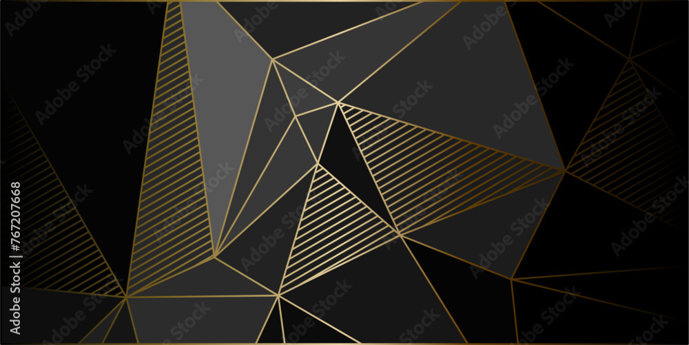 black gold elegant geometric background with triangles and lines - obrazy, fototapety, plakaty 