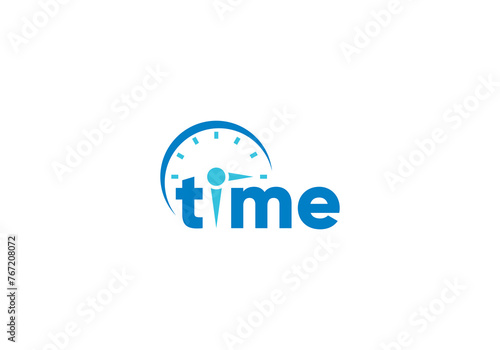 clock time wordmark creative logo design
