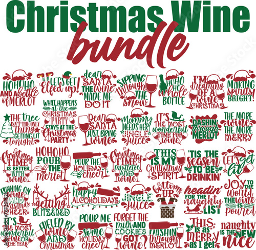 Christmas Wine Vector Bundle