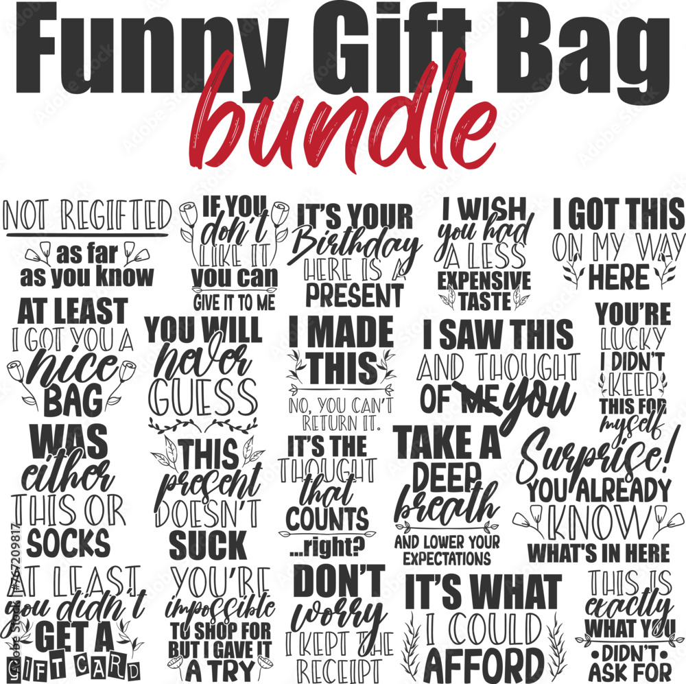 Obraz premium Funny Gift Bag Vector Bundle