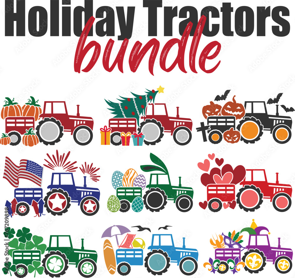 Holiday Tractors Vector Bundle