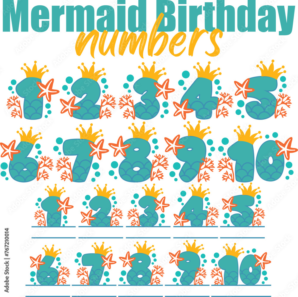 Mermaid Birthday Numbers