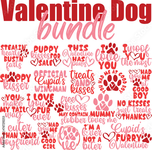 Valentine s Day Dog Vector Bundle