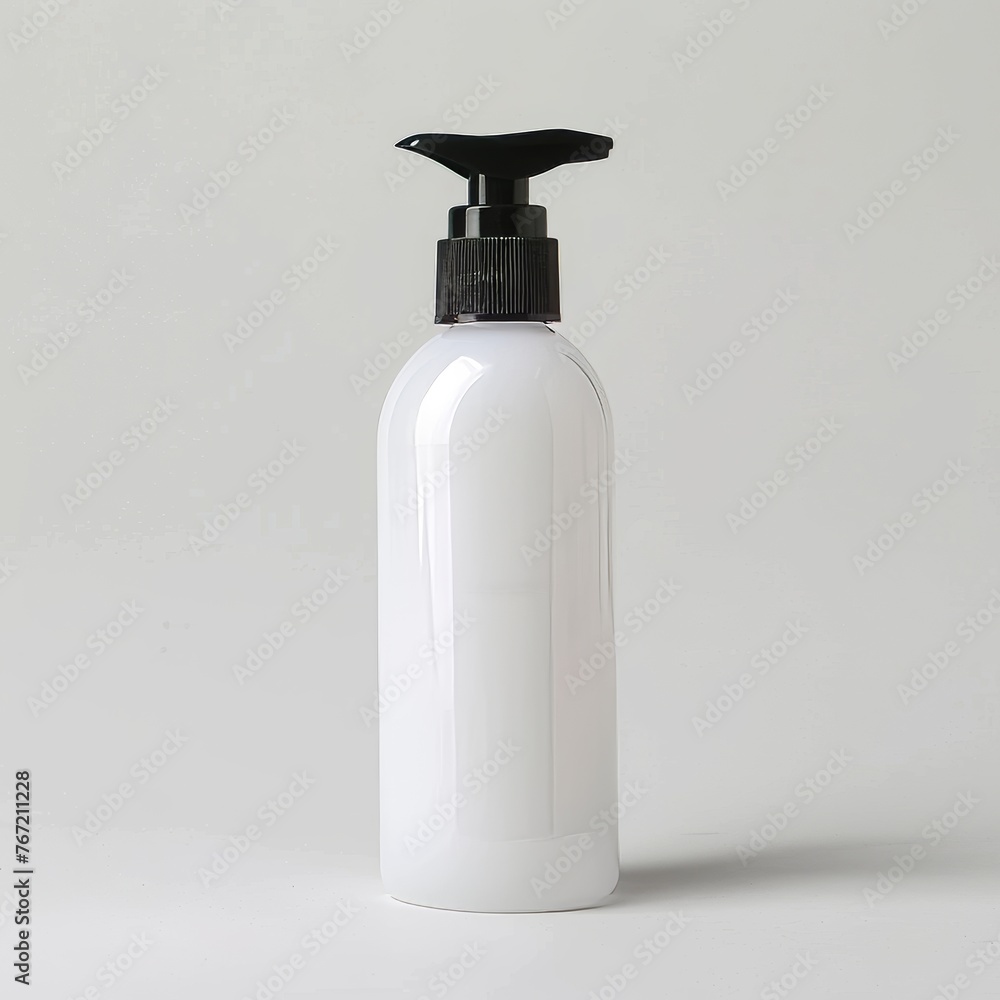 A bottle with a dispenser without labels. Free space for logo text or image. A bottle with a dispenser without labels. Free space for logo text or image.