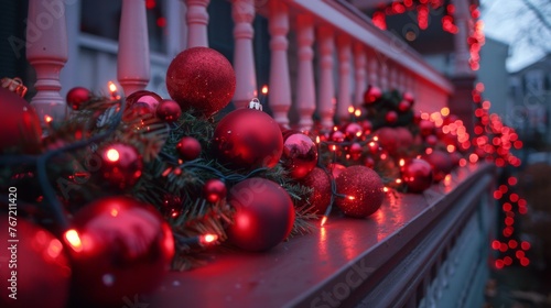 Festive Porch Decorated With Christmas Lights and Ornaments