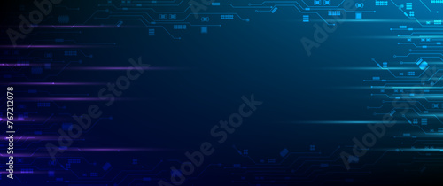Abstract technology speed concept. Technology chip processor background circuit board blue technology background vector. 