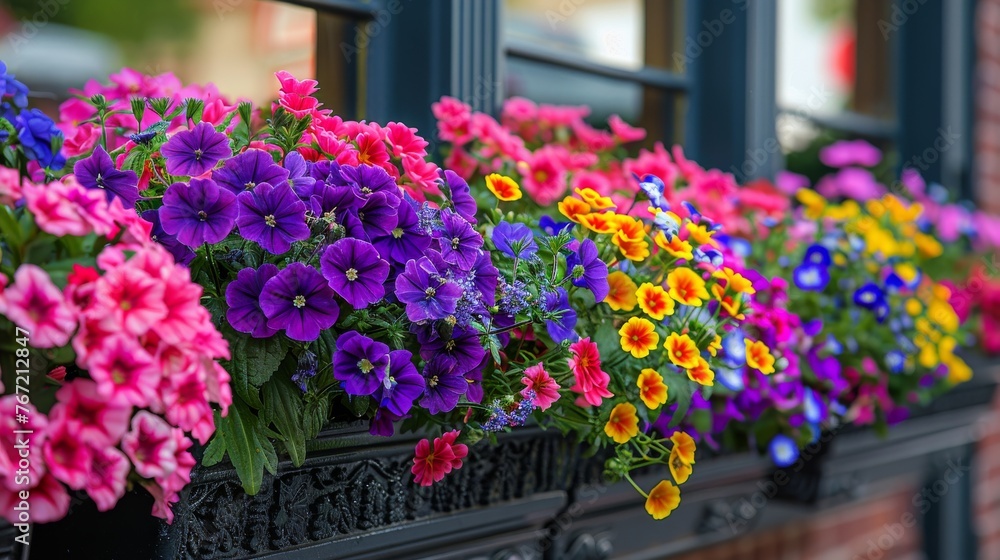 Colorful Flower-Filled Window Boxes