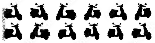 Moped scooter silhouette set vector design big pack of illustration and icon