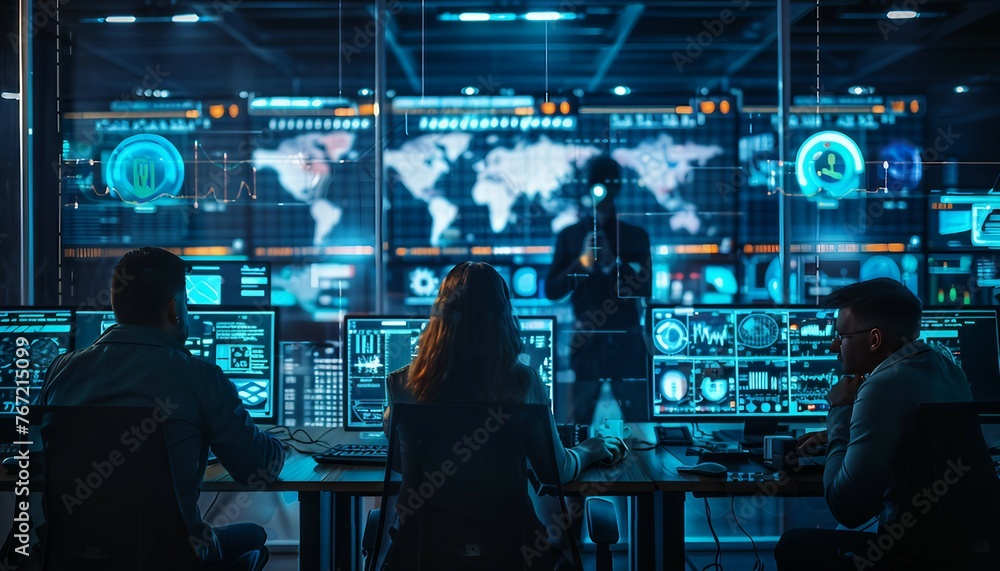 Incident Response and Cybersecurity Operations, incident response and cybersecurity operations with an image showing security teams coordinating response efforts during a cyber attack, AI - obrazy, fototapety, plakaty 