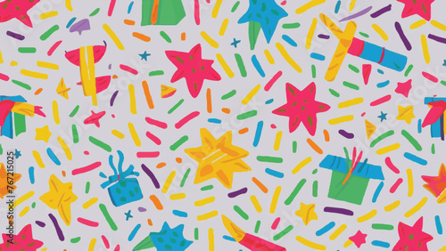 Whimsical Celebration: Vibrant Hand-Drawn Sprinkle Seamless Pattern - A Vector Delight