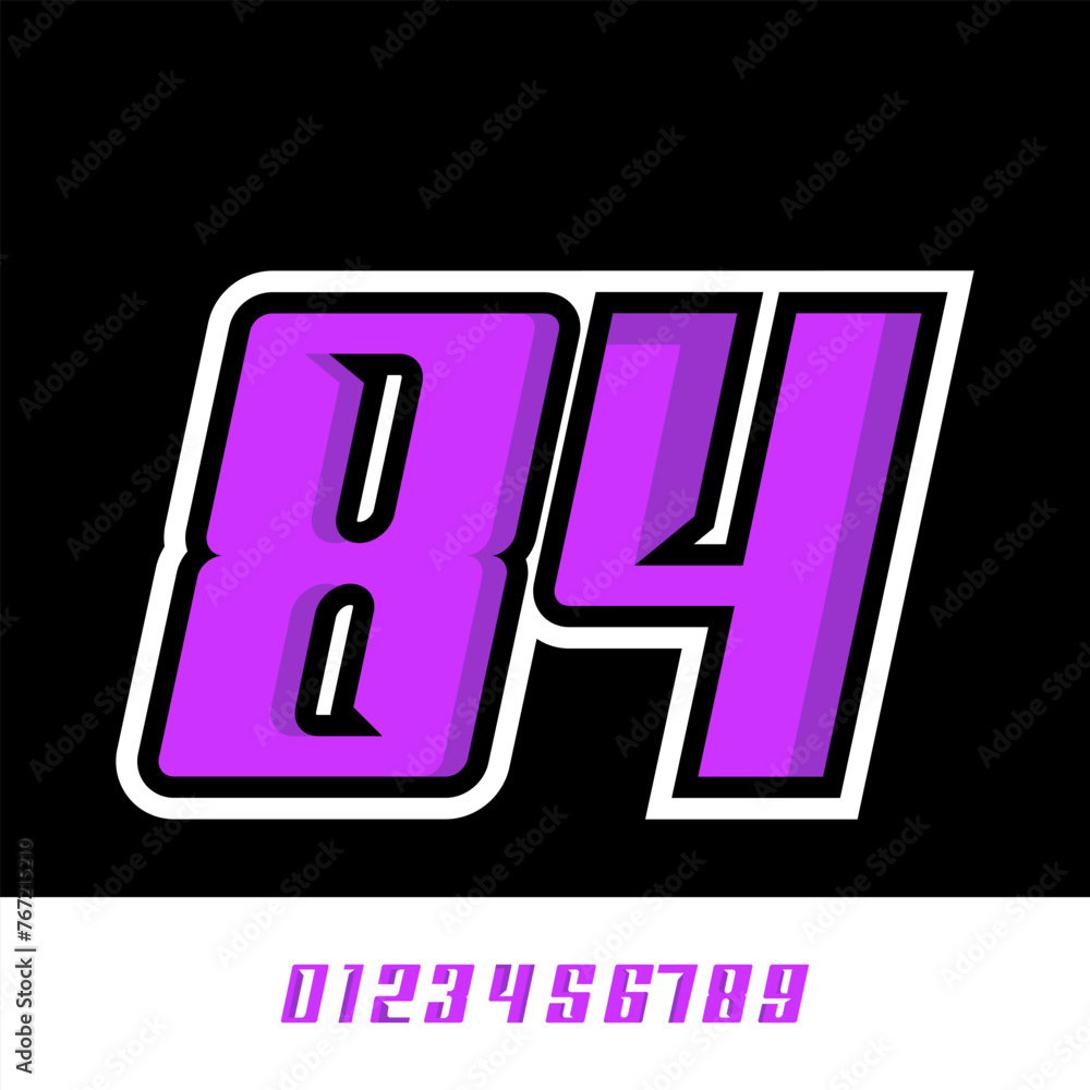 Effect number 84 racing design editable vector template with 3d effect, for racing, racing, sports, races, esports Effect number 84 racing design editable vector template with 3d effect, for racing, racing, sports, races, esports